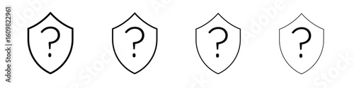 Shield interrogation icon in modern stroke line style. Vector 10 eps
