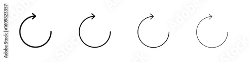 Rotate right icon in modern stroke line style. Vector 10 eps
