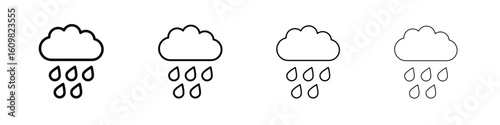 Rain icon in modern stroke line style. Vector 10 eps