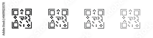 Qrcode icon in modern stroke line style. Vector 10 eps
