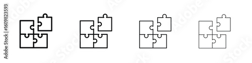 Puzzle icon in modern stroke line style. Vector 10 eps