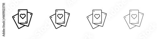 Playing cards icon in modern stroke line style. Vector 10 eps