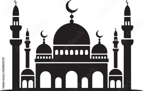 Islamic mosque with domes and minarets building architecture