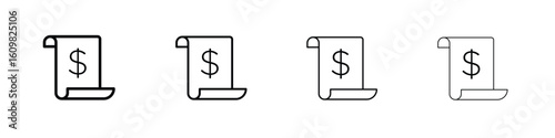 Invoice icon in modern stroke line style. Vector 10 eps