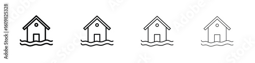 House flood icon in modern stroke line style. Vector 10 eps