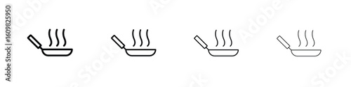 Frying pan icon in modern stroke line style. Vector 10 eps