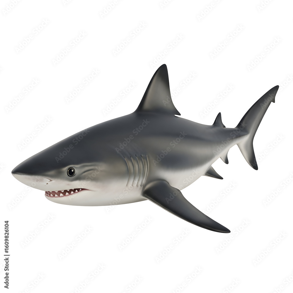 Naklejka premium Great white shark with sharp teeth
