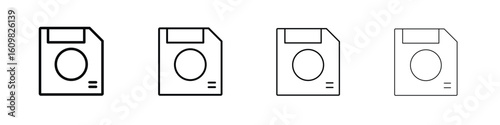 Floppy disk icon in modern stroke line style. Vector 10 eps