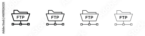 FTP icon in modern stroke line style. Vector 10 eps