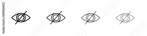 Eye crossed icon in modern stroke line style. Vector 10 eps