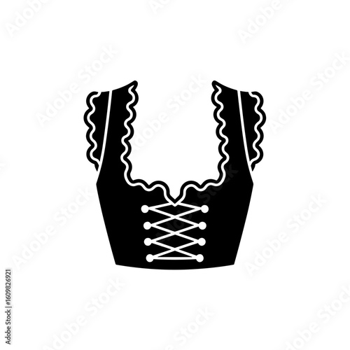 Traditional clothing design of black lace collar piece for Oktoberfest  