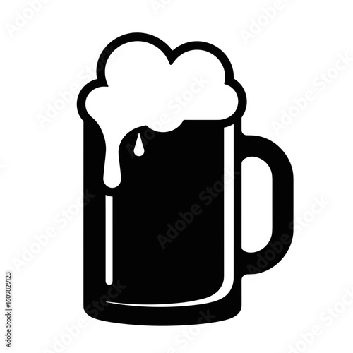 Beer mug filled with frothy beer and dripping foam representing Oktoberfest  