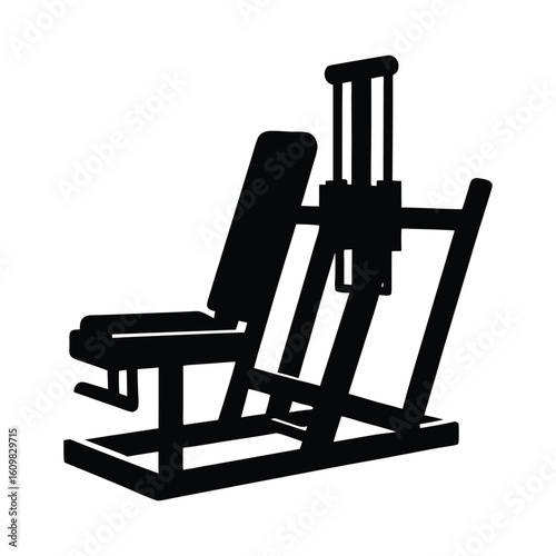 Leg Press Machine Silhouette Black Vector Minimal Gym Fitness Strength Training Equipment