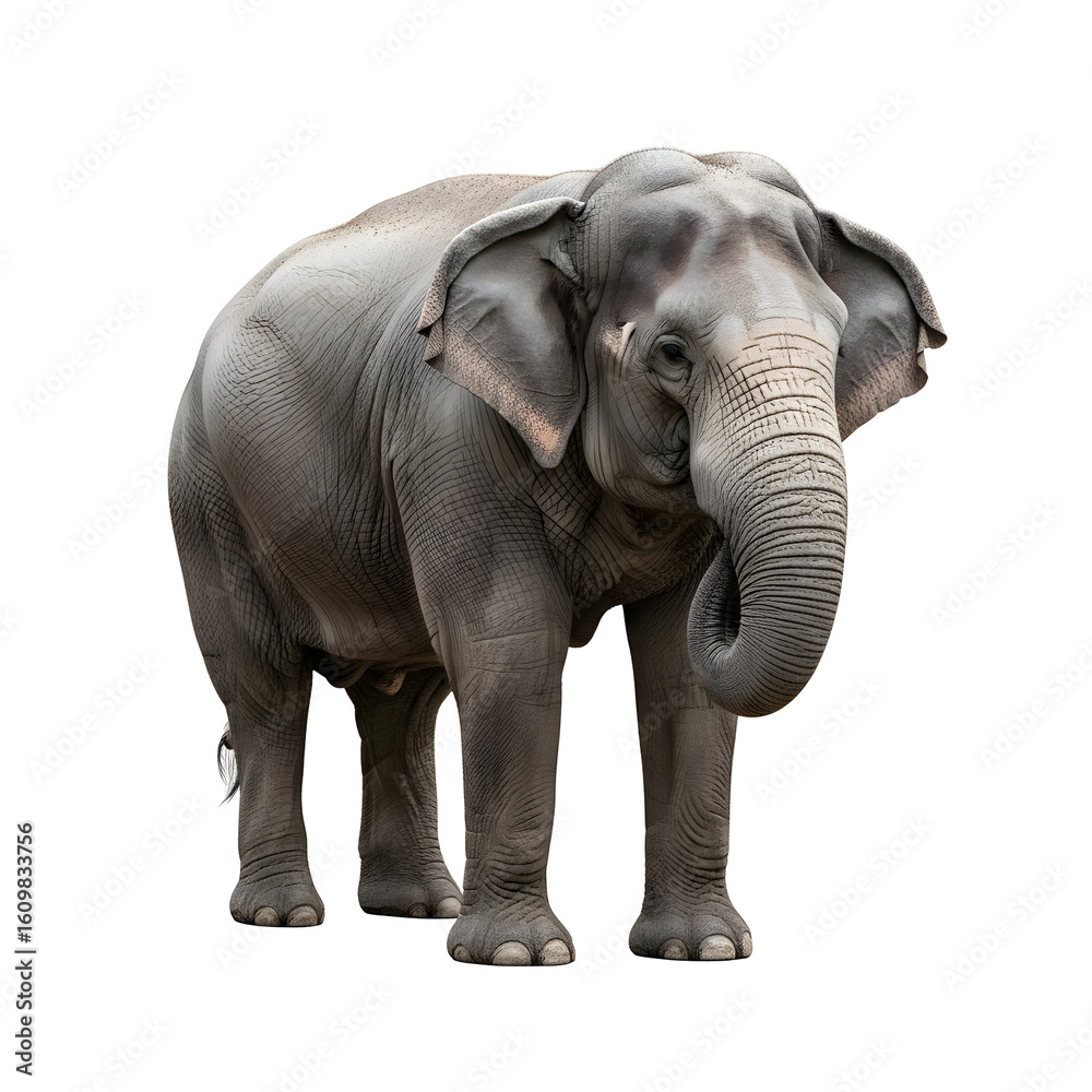 Fototapeta premium Indian elephant portrait on isolated black background