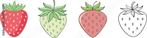 Set of berry strawberry in doodle style.eps