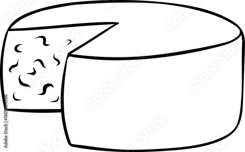 simple vector icon round cheese head, black and white hand-drawn icon