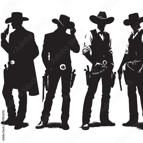 
Silhouette of a Cowboy on Horseback at Sunset

Western Cowboy Silhouette Against Dramatic Sky

Cowboy Riding Horse – Vintage Wild West Silhouette

Lone Cowboy Silhouette with Hat and Lasso

