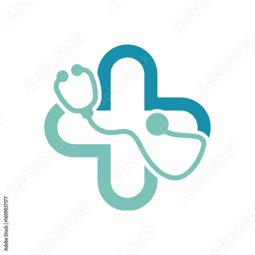 Stethoscope medical Silhouette Vector Style With White Background.
