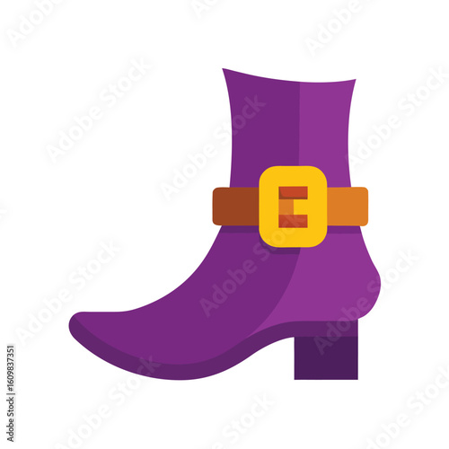 purple witch boot with gold buckle