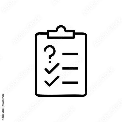 Outline checklist icon with question mark checkmarks task