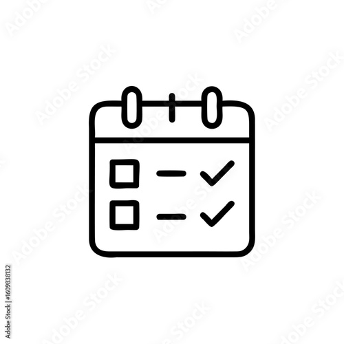 Outline icon a calendar with checklist items symbol
