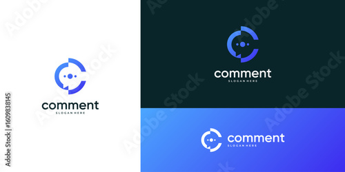 Abstract letter C with bubble chat logo design ideas. Unique vector Technology and communication based icon template.