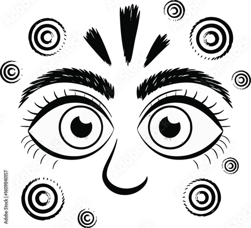 A vibrant vector illustration featuring a set of funny cartoon eyes, showcasing an iconic design with detailed irises and expressive eyelashes