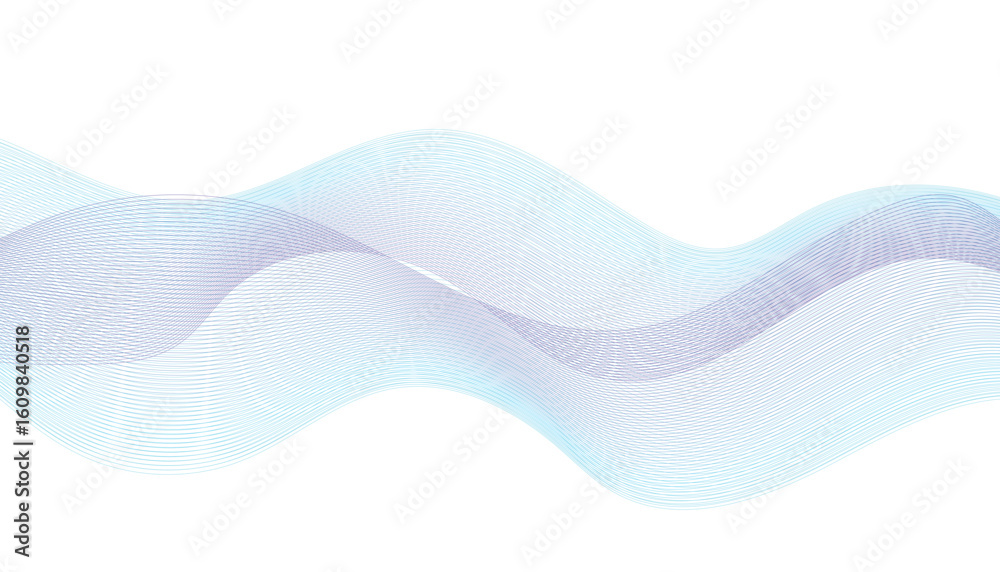 Fototapeta premium Light Abstract Wave Lines in Blue and Purple on White Background