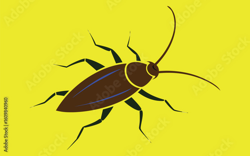 Minimal cockroach silhouette crawling insect vector graphic