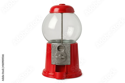 Empty red gumball machine isolated on transparent background