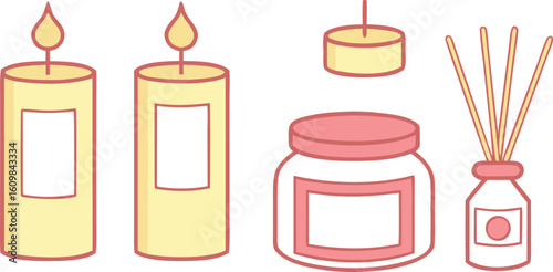 Aroma Therapy Collection with Candles and Reed Diffuser for Relaxation and Home Fragrance Illustration