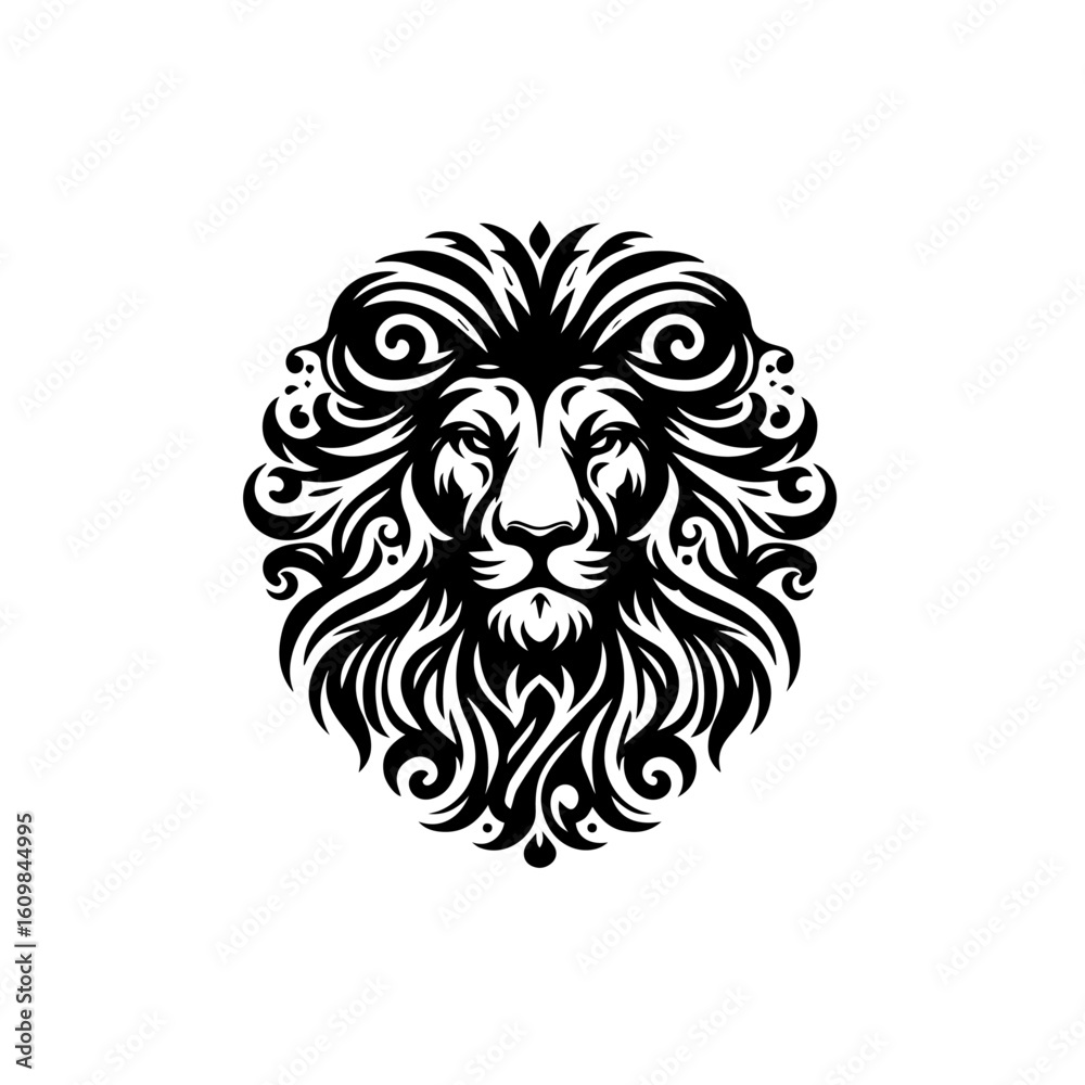 Obraz premium Majestic Lion Head Tribal Tattoo Design.