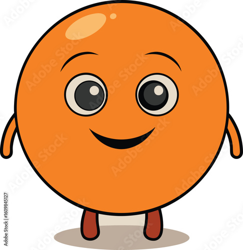 Cute cartoon orange character with a happy face and small arms and legs