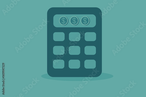 Vector illustration of a calculator with dollar symbols, representing financial calculations, budgeting, and money management. Suitable for business-related presentations or materials
