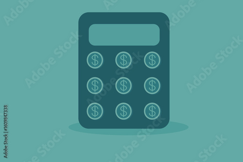 Vector illustration of a calculator with dollar symbols, representing financial calculations, budgeting, and money management. Suitable for business-related presentations or materials