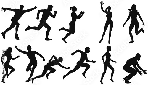 Wallpaper Mural Silhouette runners athletes jogging marathon sport exercise fitness training workout competition race activity on transparent background Torontodigital.ca