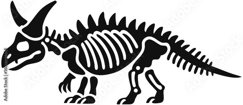Skeleton dinosaur fossil jurassic animal prehistoric extinct bones reptile paleontology drawing art design on transparent background silhouette