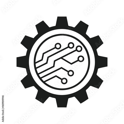 Gears and circuitry symbolizing the integration of technology and mechanical engineering