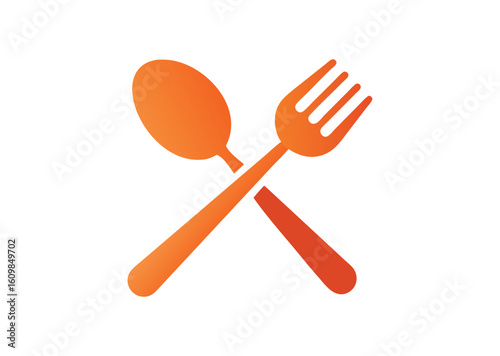 Fork and spoon crossed icon for food and dining vector illustration