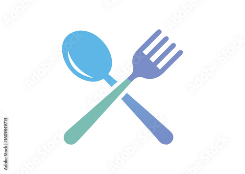 Fork and spoon crossed icon for food and dining vector illustration