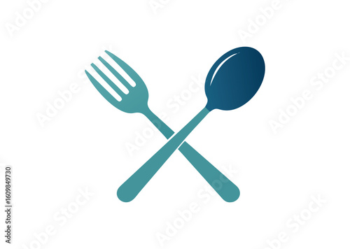 Fork and spoon crossed icon for food and dining vector illustration