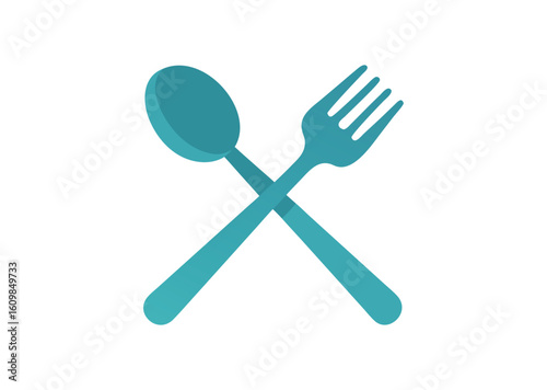 Fork and spoon crossed icon for food and dining vector illustration
