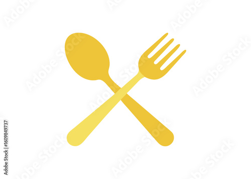 Fork and spoon crossed icon for food and dining vector illustration