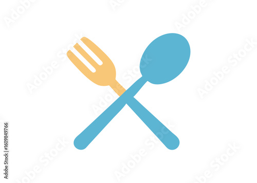 Fork and spoon crossed icon for food and dining vector illustration