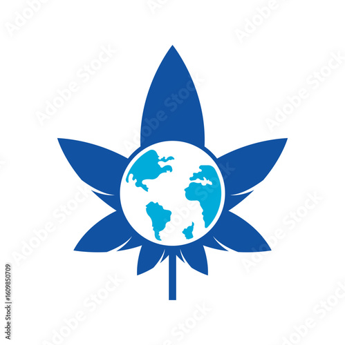 cannabis world logo design template for marijuana company.