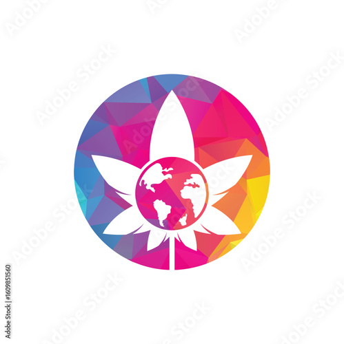 cannabis world logo design template for marijuana company.
