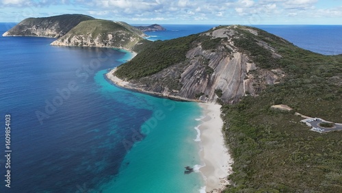 Aerial Drone View of Misery Beach in Albany, Western Australia
