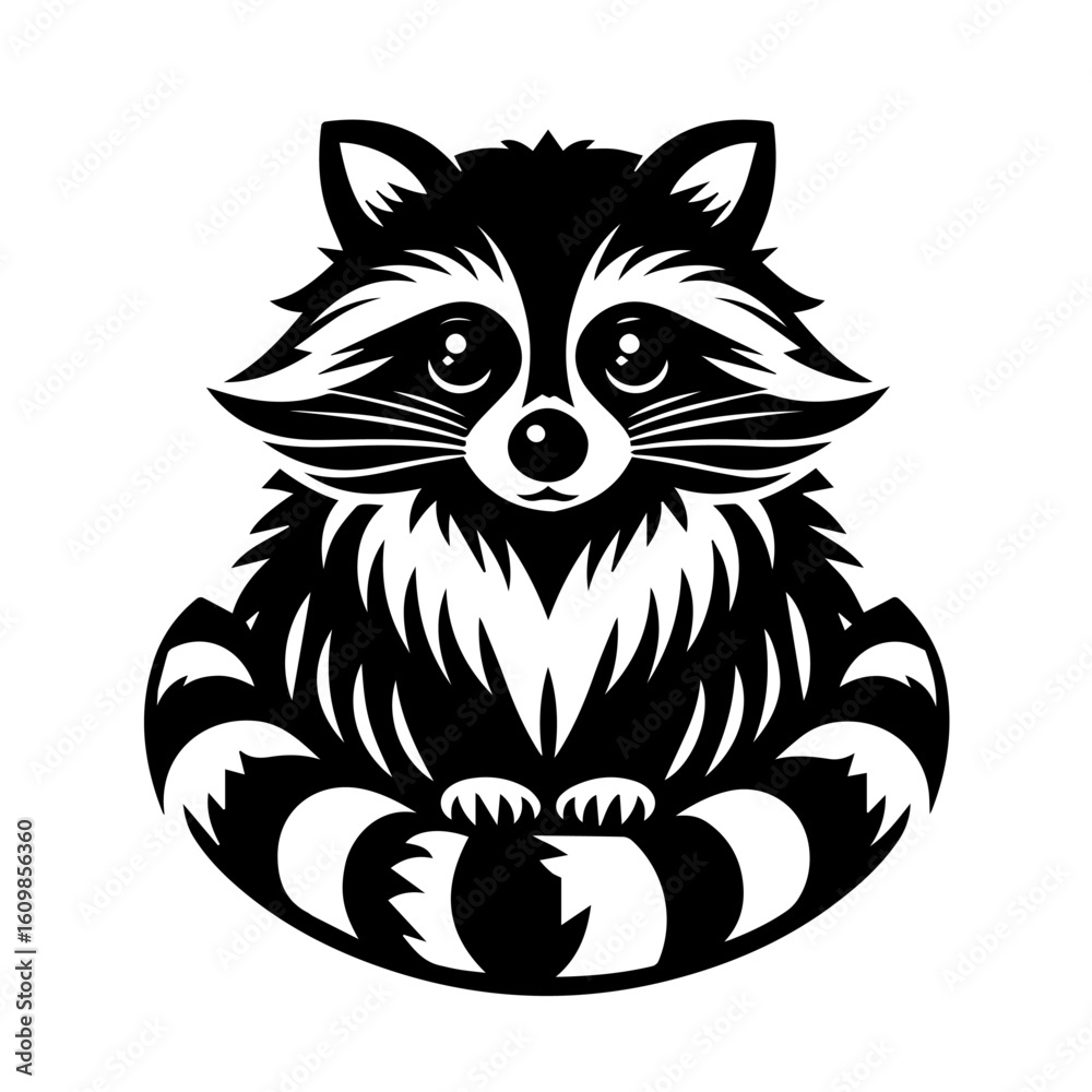 Obraz premium Adorable Stylized Raccoon Character Illustration.