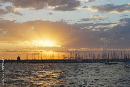 Sunset at St Kilda Pier Breakwater in Melbourne, Victoria, Australia