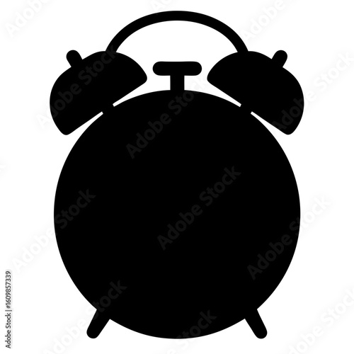 Silhouette of classic twin bell alarm clock representing punctuality and schedules